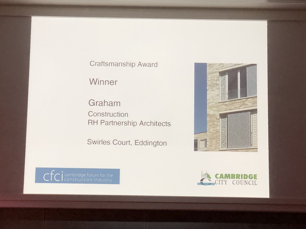 tfoggin's tweet photo. Well done Graham Construction for winning the Craftsmanship Award this year for Swirles Court at North West Cambridge! https://t.co/LmHjvhyPjP