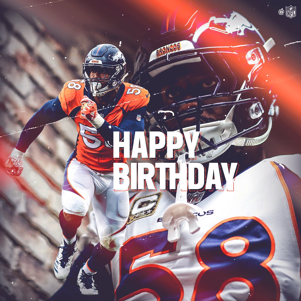 NFL's tweet image. Happy Birthday to 6x Pro Bowler and #SB50 MVP @VonMiller! 🙌