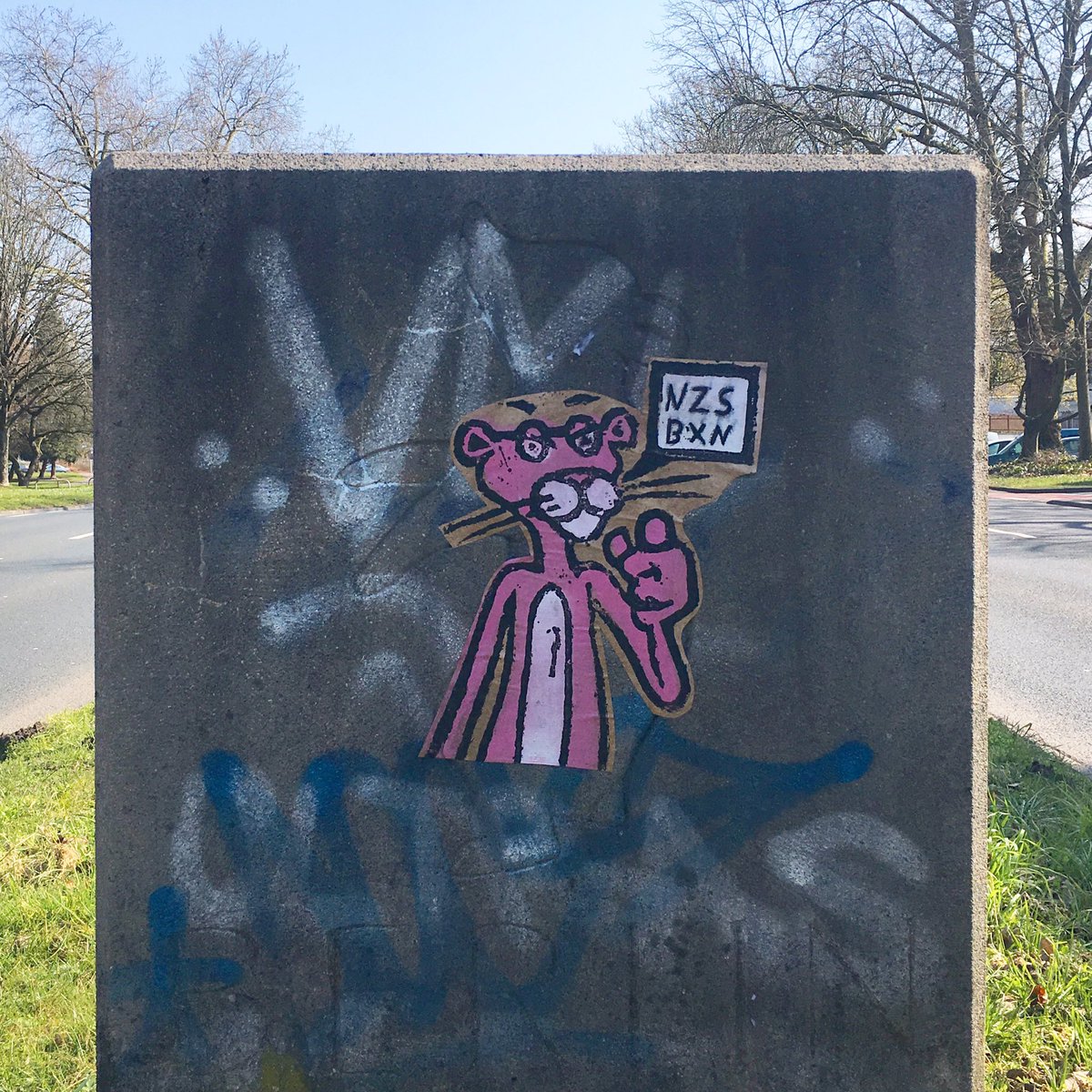 Pink Panther: "Nazis boxen!" #Streetart an der Herman-Piecq-Anlage #Mönchengladbach #mg_anders_sehen