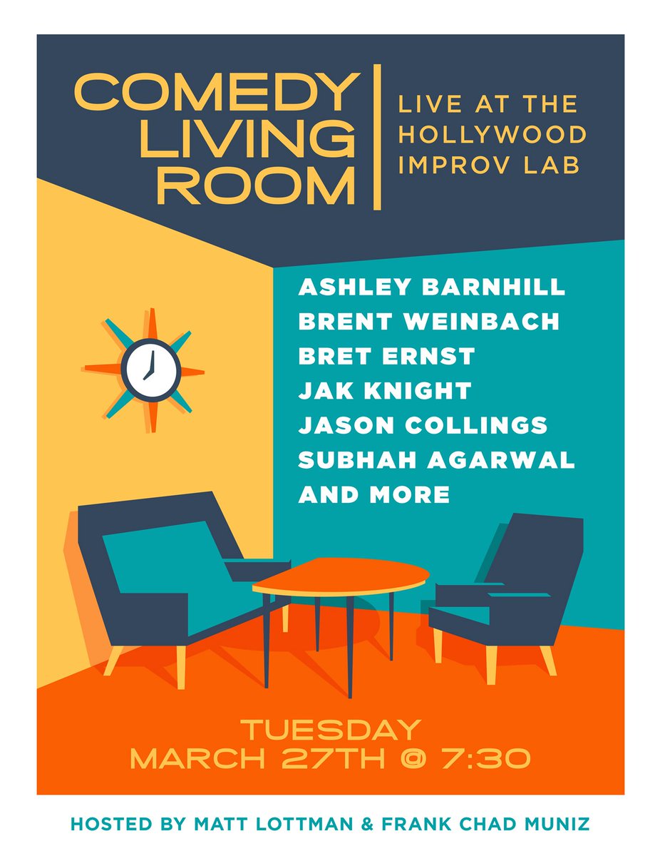 TOMORROW! CLR <a href="/HollywoodImprov/">Hollywood Improv</a> w/<a href="/ashley_barnhill/">ashley barnhill</a> <a href="/BrentWeinbach/">Brent Weinbach</a> <a href="/BretErnst/">Bret Ernst</a> @ItsJakKnight <a href="/jasoncollings/">Jason Collings</a> <a href="/Subhah/">Subha Halder</a> + more! Tickets available here: bit.ly/2pps42E