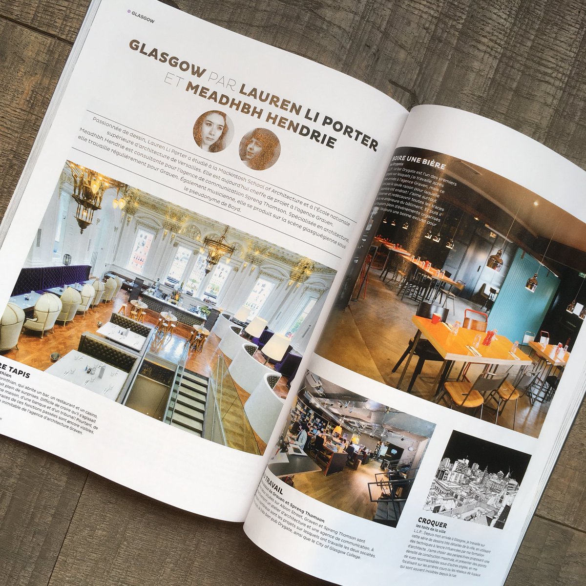 laurenliporter's tweet photo. Speaking some fronsay with @MathieuFumex and @madeofboyd about @GravenHQ projects and my drawings of Glasgow in the latest @A_VIVRE https://t.co/H3UjGrfmKV