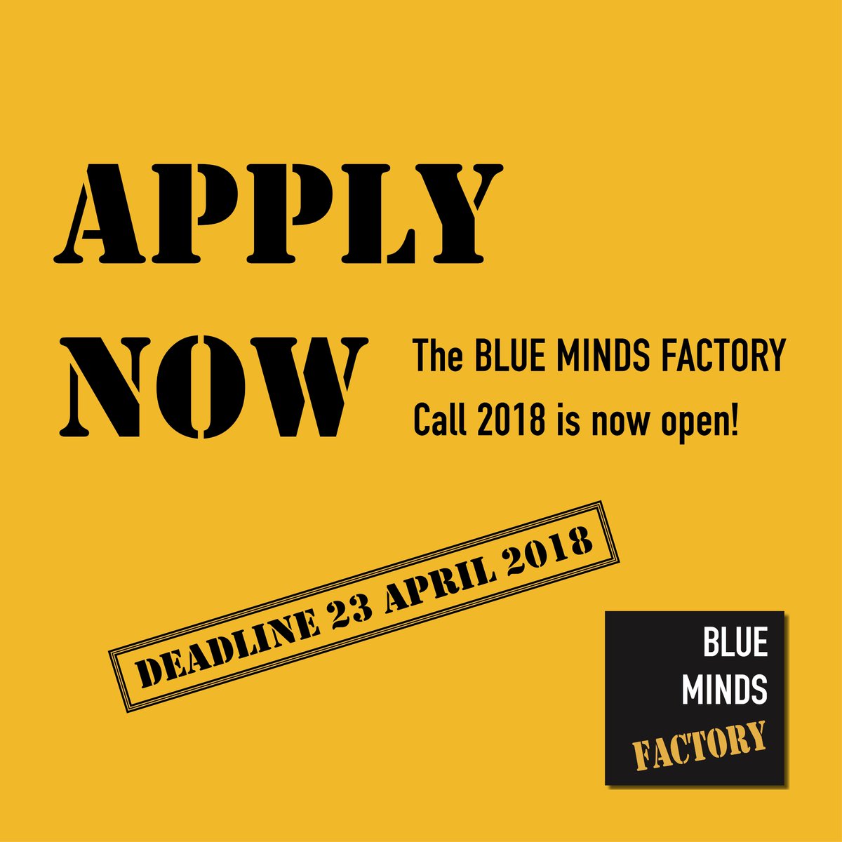 #callout for #startups: The #BlueMindsFactory's Call 2018 is open now! 😏 Be quick and #applynow until 23 April! For more information please visit our website: blueminds-factory.com/en/