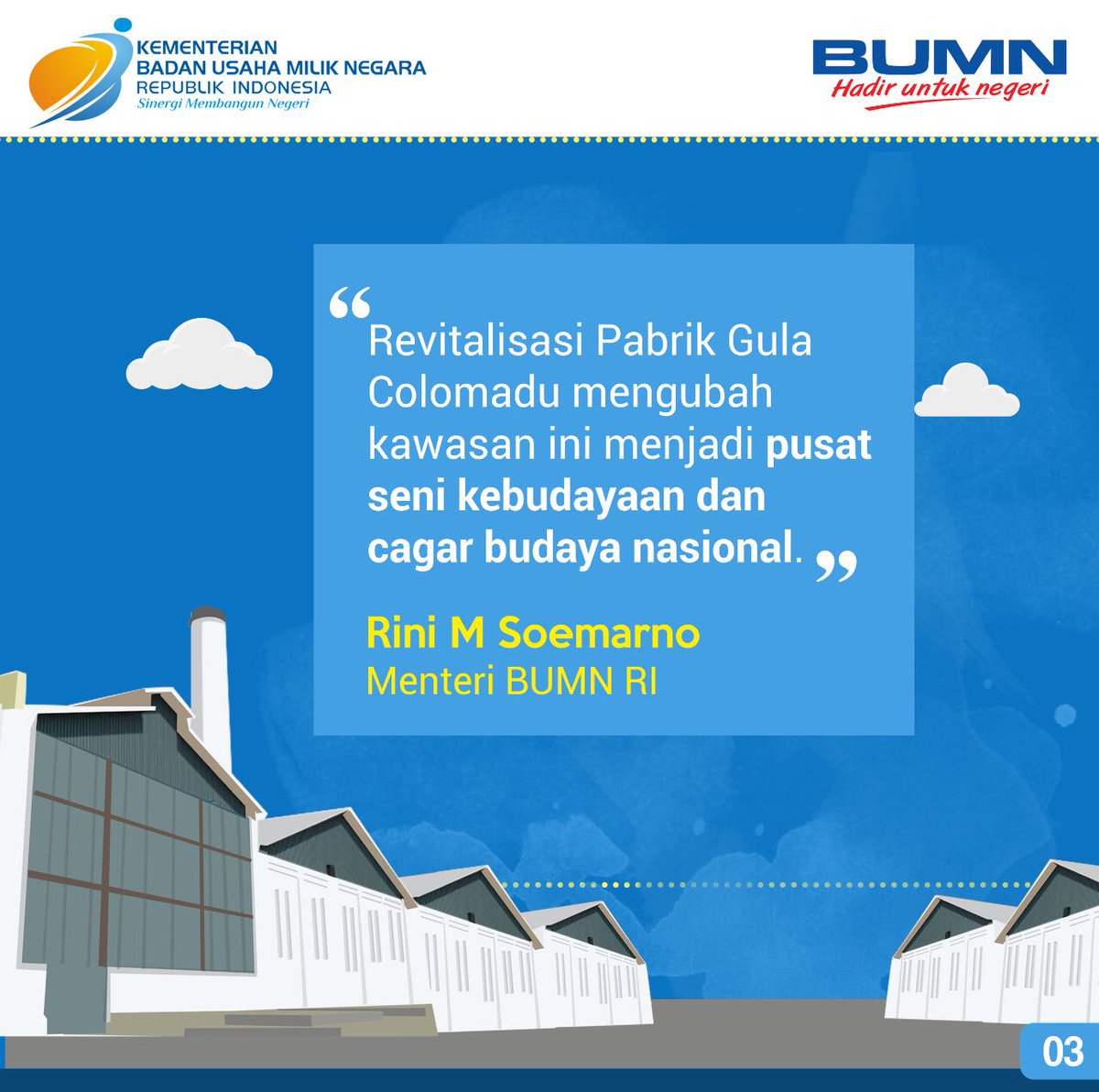 PTPP_ID's tweet photo. Halo, Sahabat PP!
Kenali Lebih Dekat, De Tjolomadoe!π
Sinergi 4 BUMN, ubah Pabrik Gula Tua menjadi Landmark Budaya Keren πππ
#detjolomadoe
#bumnhadiruntuknegeri
#sinergibumn
#growthforasean
#aseanclasscompany
#PTPP https://t.co/Y6YeKxS3UC