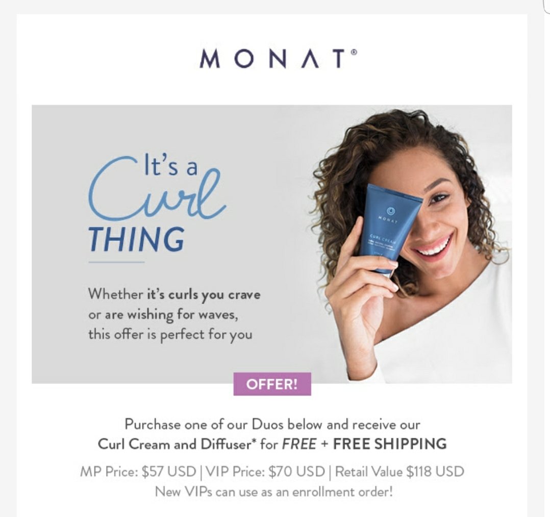 KarlaKPoppy2's tweet photo. You don't have to just have curly hair to use it. Would you like beautiful hair ? Well Monat is here. They made curl cream a  Perminent  Item in the regular line yeahhh. It will help your locks look great and it helps with anti frizz &amp; humidity. https://t.co/OKrP8Q6tUZ https://t.co/gWbt6k9hv2