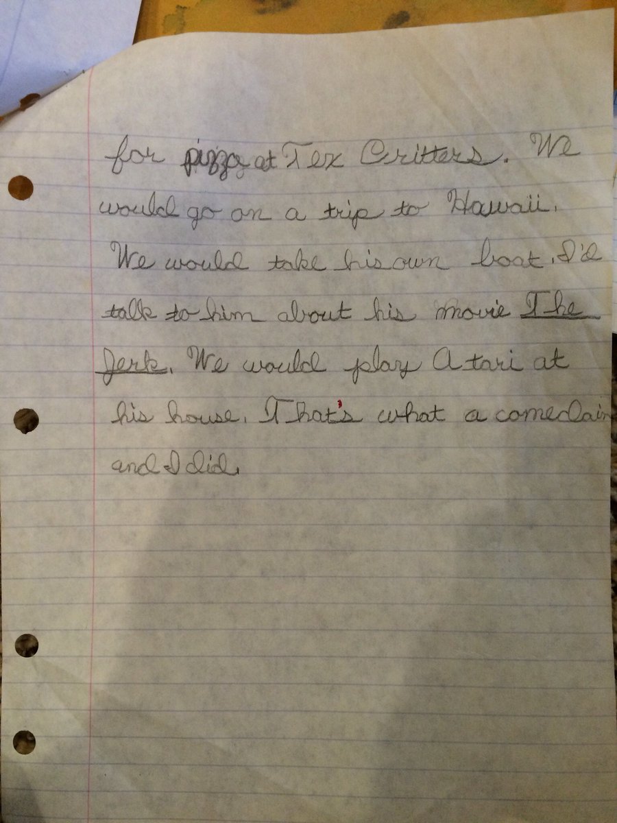 DougTcomedy's tweet image. I wrote this about my favorite comedian @SteveMartinToGo  when I was 10. Ironically I make my living touring as a comedian now. #foreshadowing