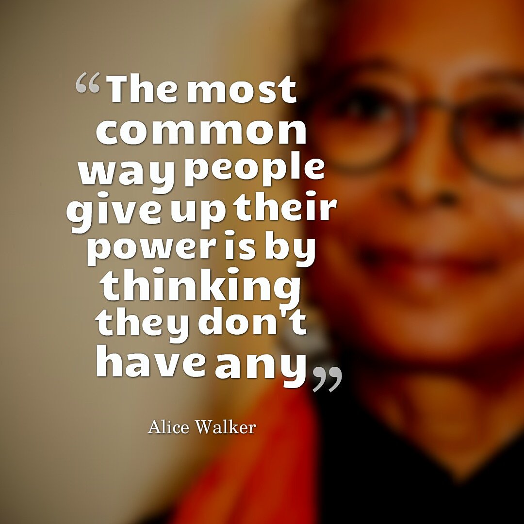Shuletime's tweet photo. "The most common way people give up their power is by thinking they don't have any." Alice Walker #stquotes #shuletime https://t.co/MuDgKdZbC1