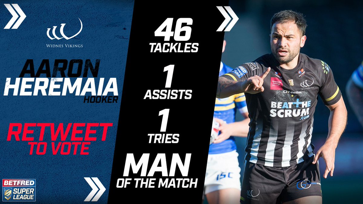 RETWEET to vote <a href="/WidnesRL/">Widnes Vikings</a>'s <a href="/Azaheremaia/">Aaron heremaia</a> as your Player of the Week