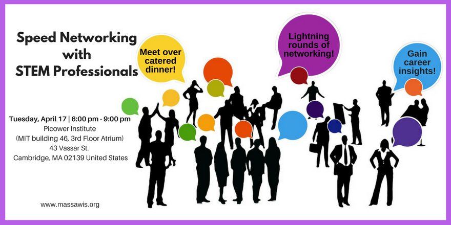 MASSAWIS's tweet photo. Join us at our April Speed Networking dinner with #STEM professionals! Register here: 
https://t.co/WcSdxPWIHY https://t.co/fP7LKTdOke