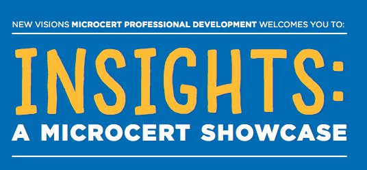 NewVisionsNYC's tweet photo. Want to learn more about @NVMicroCert #PD courses &amp; how #educators have taken what they learned and applied it in their own #schools?

Join us for "Insights: A #MicroCert Showcase," on 4/26 from 5:30-7:30pm &amp; discover how our courses can help you improve:
https://t.co/UQ3uxvy7Mi https://t.co/FVeSTBbZQu