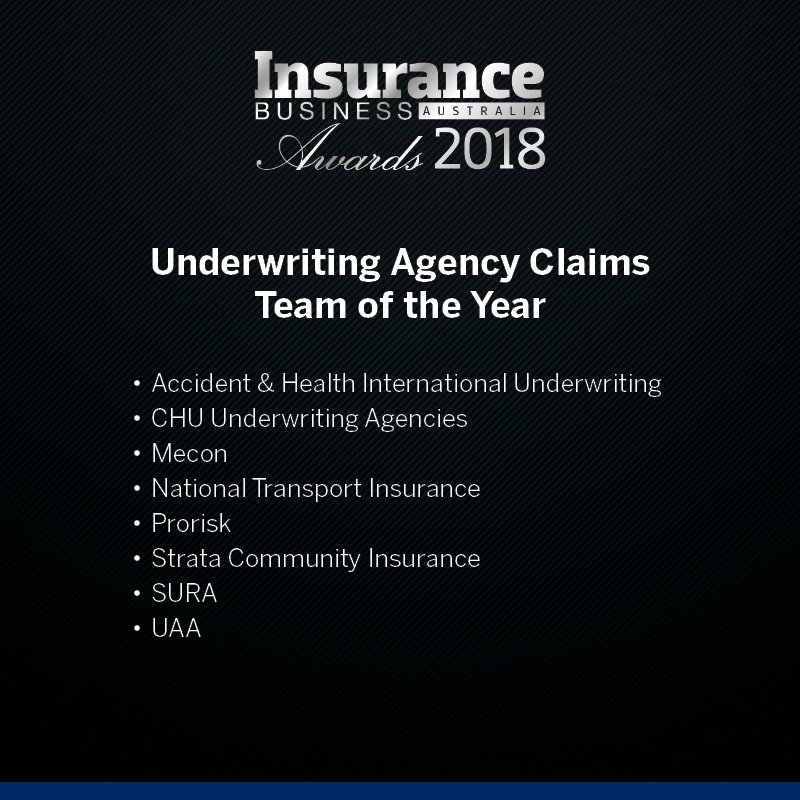 InsuranceBizAU's tweet image. Congratulations to the finalists of Underwriting Agency Claims Team of the Year: @acchealthint @chu_strata_ins @Meconinsurance @ntiaustralia @prorisk @scinsure #SURA #UAA

See the full list here - ibawards.com.au
#IBAwardsAU