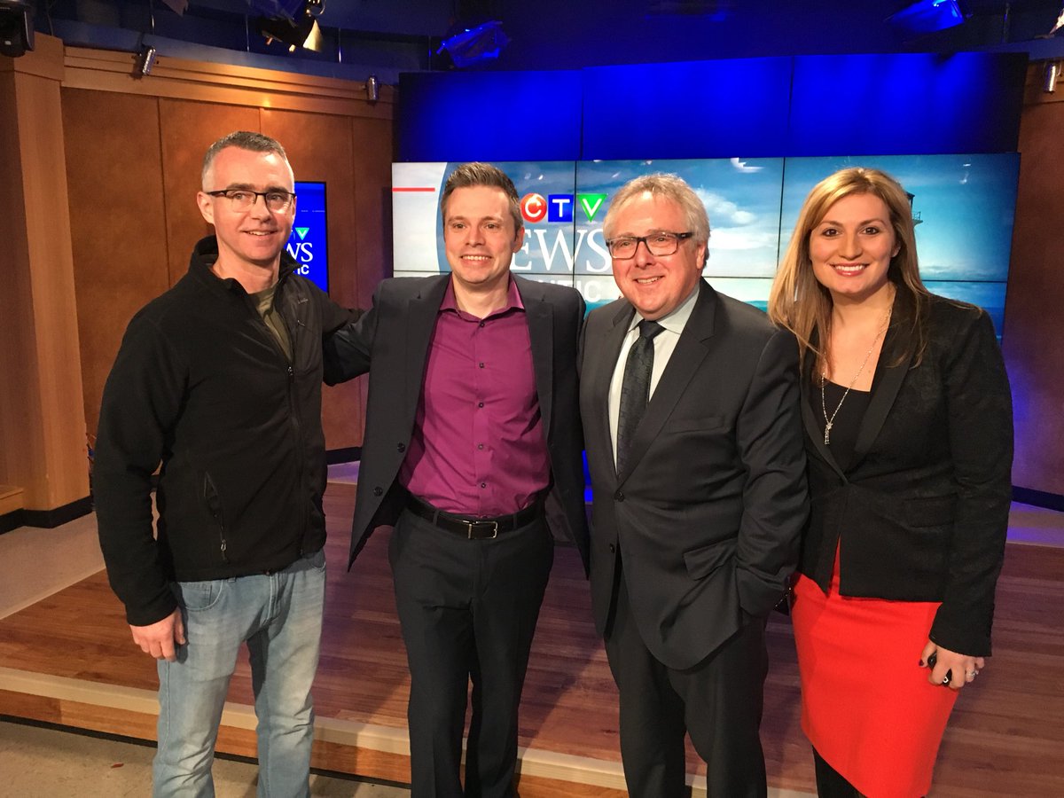 MariaPanopalis's tweet photo. The new guy brought donuts!  Welcoming meteorologist #KalinMitchell to @CTVAtlantic.  Excited to have you on the team! @JaysonBaxterCTV @CTVAnchor https://t.co/JwI1aAviA1
