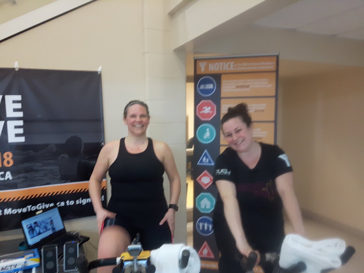 dham82's tweet image. @mpockaj has joined @JanetteMcGee for the second hour of replay.

Janette amd Helen made it 72km in our first hour!

That is the distance from the #Orillia  @YMCASM to the #Barrie  @YMCASM 

How are things gojng in Barrie @sarah_stea ??