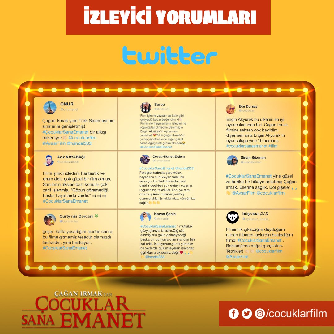 cocuklarfilm's tweet image. #ÇocuklarSanaEmanet filmini  izleyenlerden gelen harika yorumlar.. teşekkürler 😊 @AvsarFilm #ÇağanIrmak #EnginAkyürek #HilalAltınbilek #ŞerifSezer