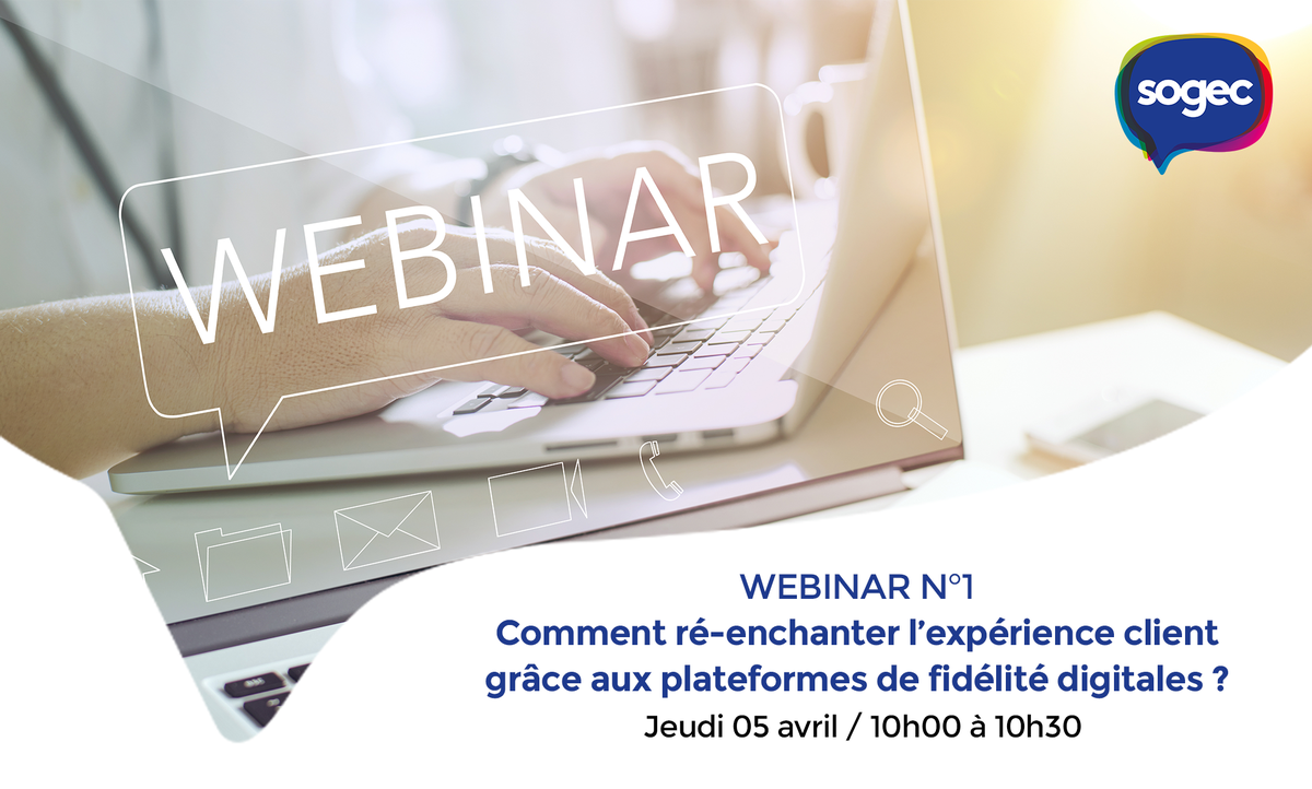 SogecMarketing's tweet photo. 📣Nous avons le plaisir de vous annoncer le lancement des webinars Sogec ! Notre premier #webinar abordera le thème des programmes de #fidélité digitaux. Inscrivez-vous dès à présent : https://t.co/LZFFZaDeVa ! https://t.co/gHBpzw9VR3