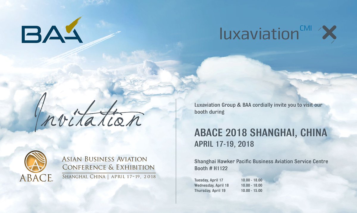Luxaviation's tweet image. Visit us at Booth no. H1 122 this year at ABACE! #TravelTuesday #ABACE18 #ABACE