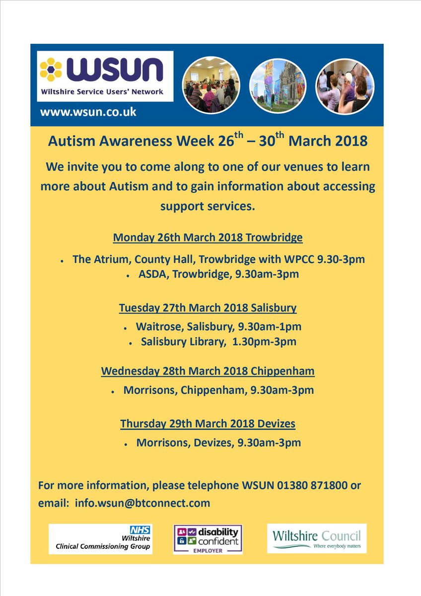WILTSCIL's tweet image. #MakeSomeoneWelcome #AutismAwarenessWeek  Events taking place around Wiltshire @WiltsPCC  @WS_Network  @WiltsLibraries  (Trowbridge) @barnardos  (Wiltshire) @sheldonschool