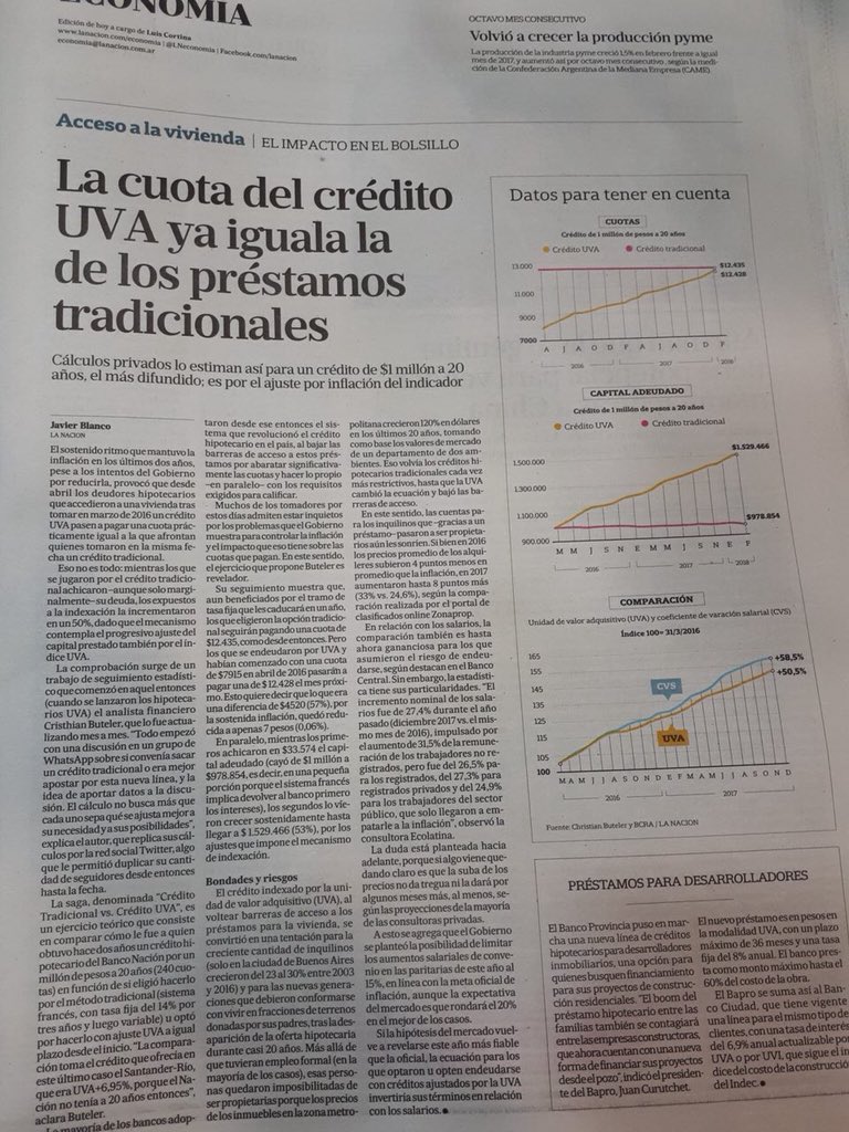 Esta nota muestra cómo en solo 2 años los UVA que tanto ponderó el Gobierno están absolutamente distorsionados.
No solo en la cuota sino también en el monto adeudado: si debías 1 millón, después de pagar cuotas durante 2 años ahora debés un millón y medio

lanacion.com.ar/2120194-la-cuo…