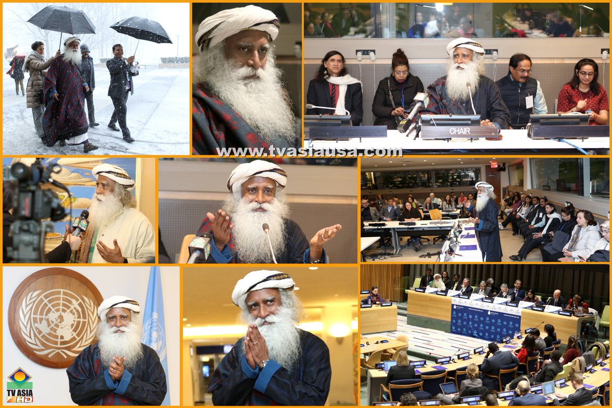 tvasianetwork's tweet photo. Sadhguru at @UN Headquarters In New York on #WorldWaterDay Jagadish Vasudev, commonly known as Sadhguru, is an Indian yogi and mystic. He founded the @ishafoundation, a non-profit organization &amp; is involved in social outreach, education &amp; environmental initiatives. https://t.co/p7iqWlG2QT