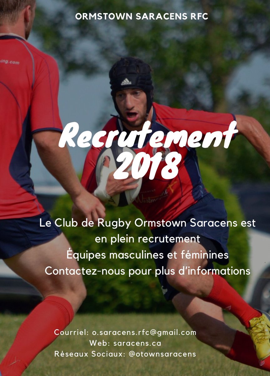Viens découvrir le rugby!!! Contactez-nous pour plus d’information: o.saracens.rfc@gmail.com