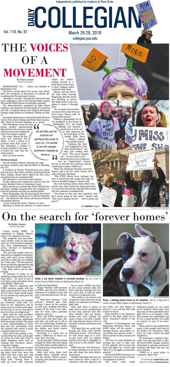 DailyCollegian's tweet photo. TODAY'S FRONT PAGE...

Among the thousands who took part in #MarchForOurLives: Five members of the #PennState community

Why they became voices of a revolution: https://t.co/J8sfmhWvWM https://t.co/e52x22fjRU