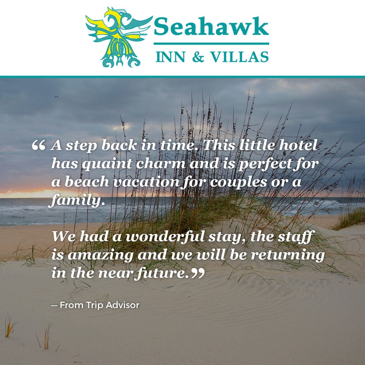 SeahawkInn's tweet image. Just one of the great reviews for the #SeahawkInn this time from @TripAdvisor. We pride ourselves on offering our clientele clean and comfortable accommodation and have recently been awarded a 2016 Trip Advisor Excellence Award. To book your stay with us call (252) 726-4146.