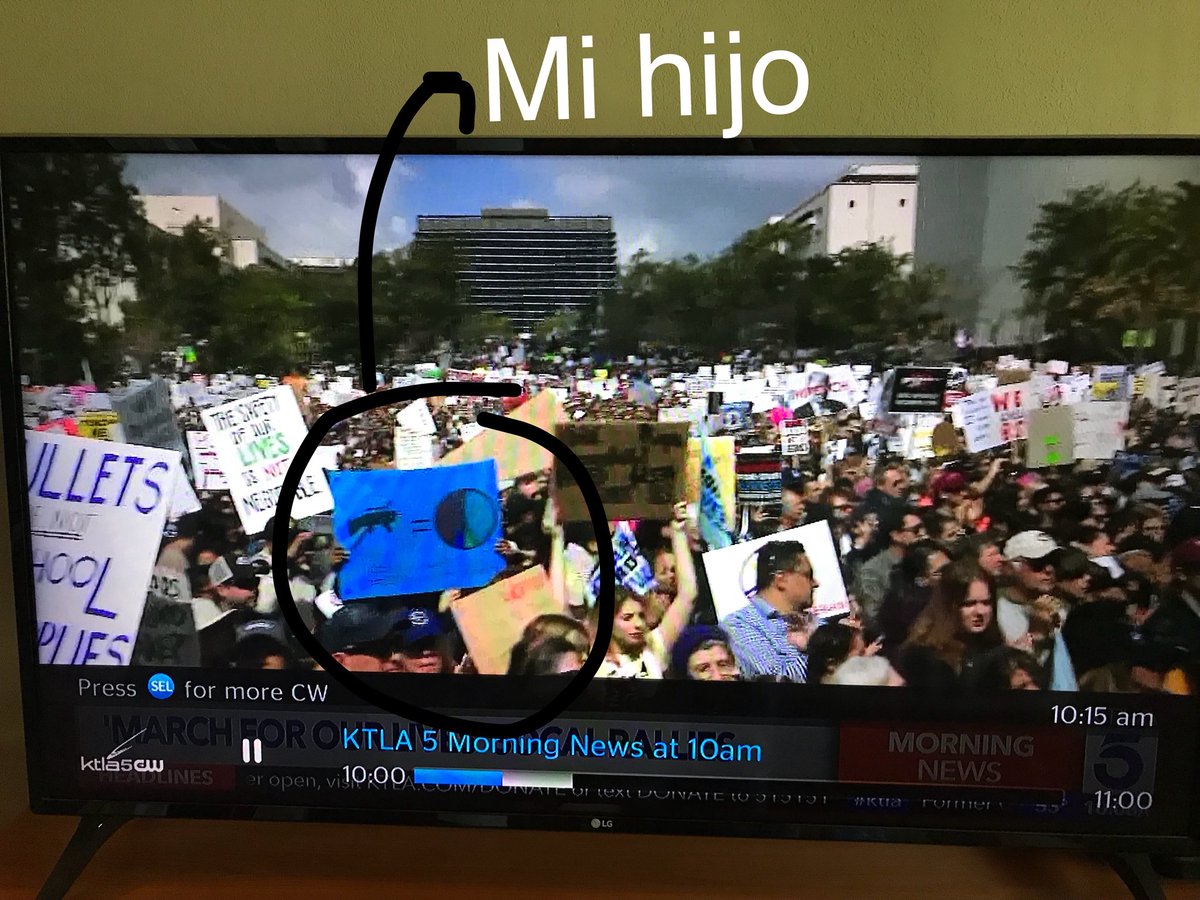 LittleKaty2's tweet photo. @argelia_atilano My husband and I are teachers. Proud to have my family supporting these amazing young students demanding change. The time is NOW! #marchforourlives #marchforourlivesla #enough is enough 💪🏾 #neveragain #guncontrolnow #Istandwiththestudents https://t.co/TOb0t99aDQ