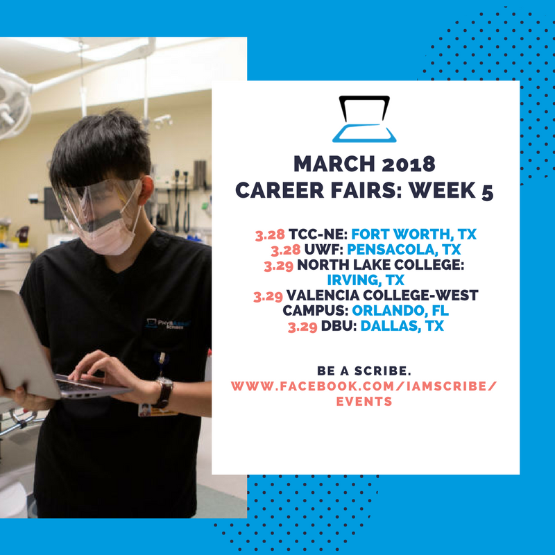 Phys_Recruiting's tweet photo. Do you need medical experience/clinical hours? Are you pre-nursing, pre-PA, pre-med? Keep an eye out for PhysAssist Scribes at this week's career fairs! For more info  on becoming a Medical Scribe and our events visit: https://t.co/whXVqL8Wns

See you there! https://t.co/MX38gAAeKd