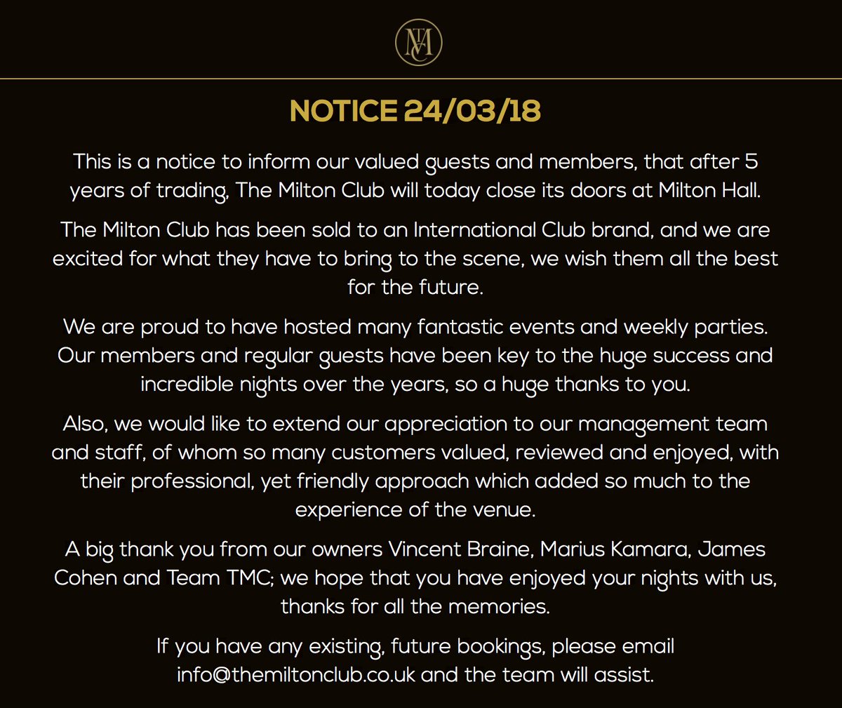 Sad news @TheMilton_Club 😢 Thank you for all the great memories! 

#BuzzinMCR