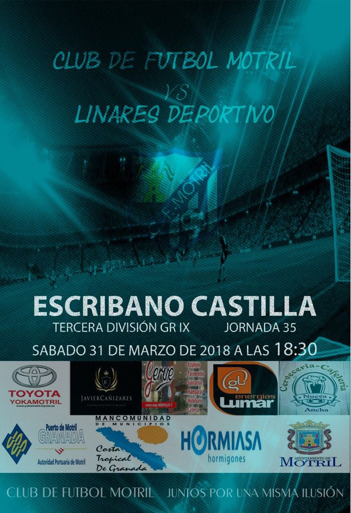 📢 PRÓXIMO PARTIDO| J.36

🆚 <a href="/Linares_Dptvo/">Linares Deportivo 💙⚒</a> 
📆 Sábado, 31 de marzo
⏰ 18:30 h 
🏟 Estadio Escribano Castilla 

#vamosmimotril #creemosypodemos