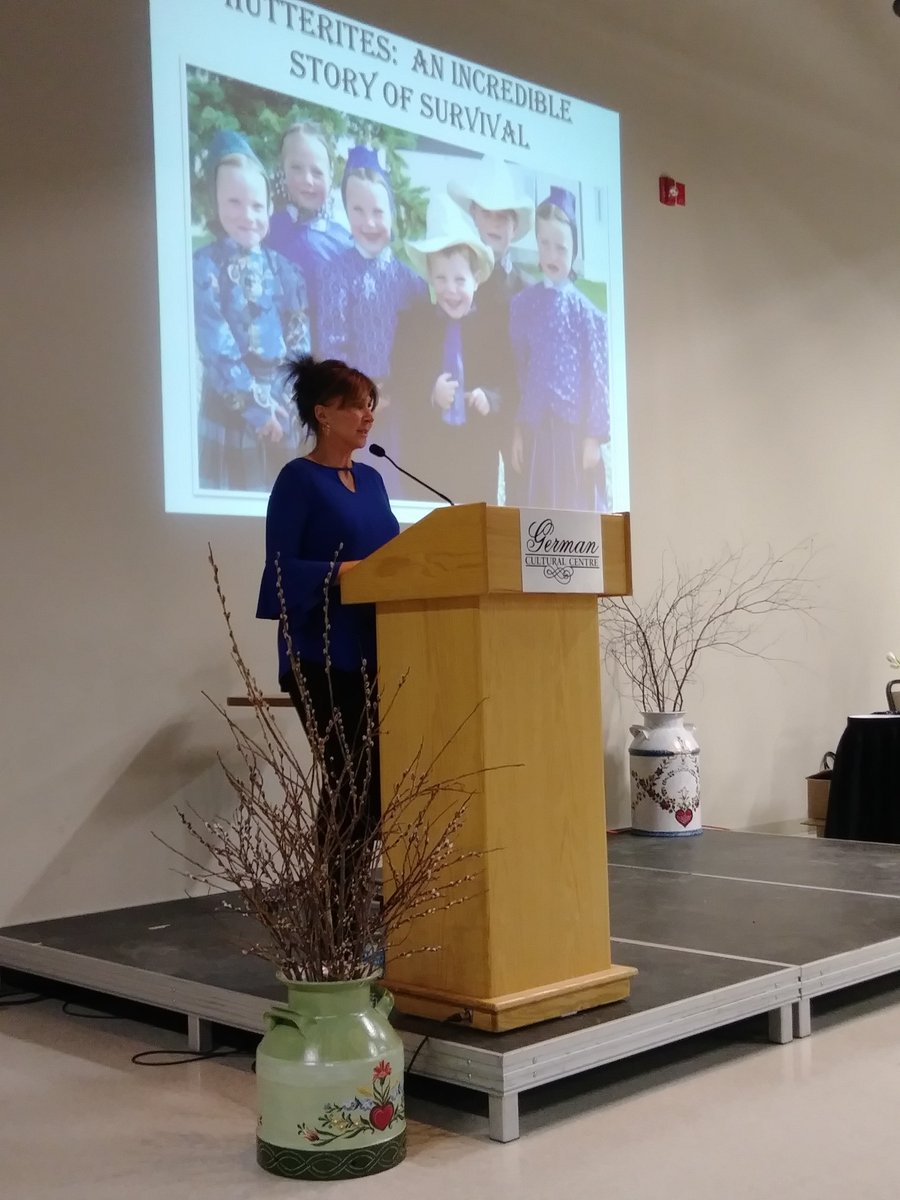 saskgerman's tweet image. Mary-Ann Kirkby was sharing the incredible #Hutterite story and the message to embrace the gift of cultural heritage. Thank you for a wonderful evening!