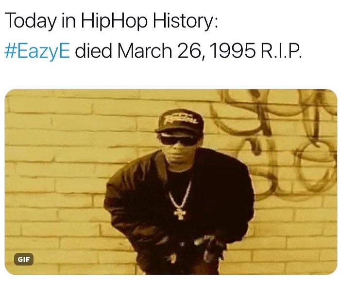 pettyasamug's tweet photo. Today in HipHop History.. #RIPEasyE 🙏🏽💯 https://t.co/DcW4puAaeD