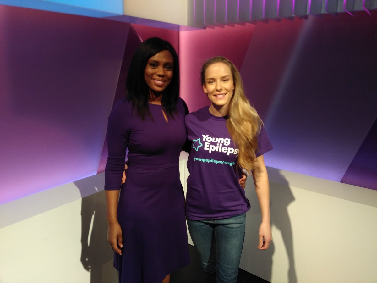 youngepilepsy's tweet photo. Our #InTheMoment ambassador Hum Fleming with @5_News presenter @ClaudiaLizaTV talking about Hum's epilepsy and how having the condition shouldn't stop anyone from succeeding in life. You can watch the interview on @channel5_tv from 6.30pm tonight. #PurpleDay https://t.co/x0pmQyEcpu