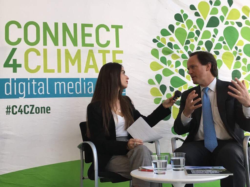 Connect4Climate's tweet photo. @glennprickett @nature_org -> “The most exciting approaches are actually coming from the private sector” - on achieving the #SDGs. #C4CZone #BetterWithForests https://t.co/zDTVHXaUFI