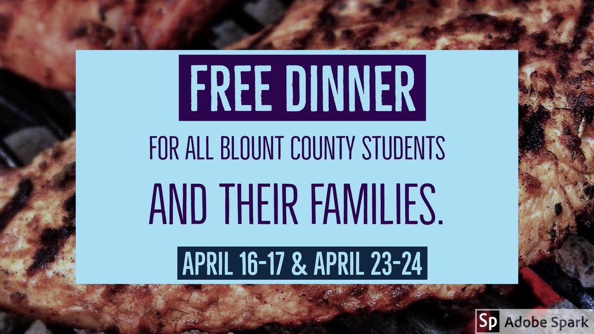 Free dinner for all @BC_Schools students. Served at the middle schools at no cost. For more info, contact Karen Helton at (865) 984-1212! #bcsrocks