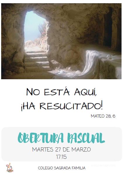 mSLGaa's tweet photo. 27 de marzo a las 17:15: Obertura Pascual en la capilla del colegio @Sagradafamilia Te esperamos https://t.co/aLJaCtiHXW