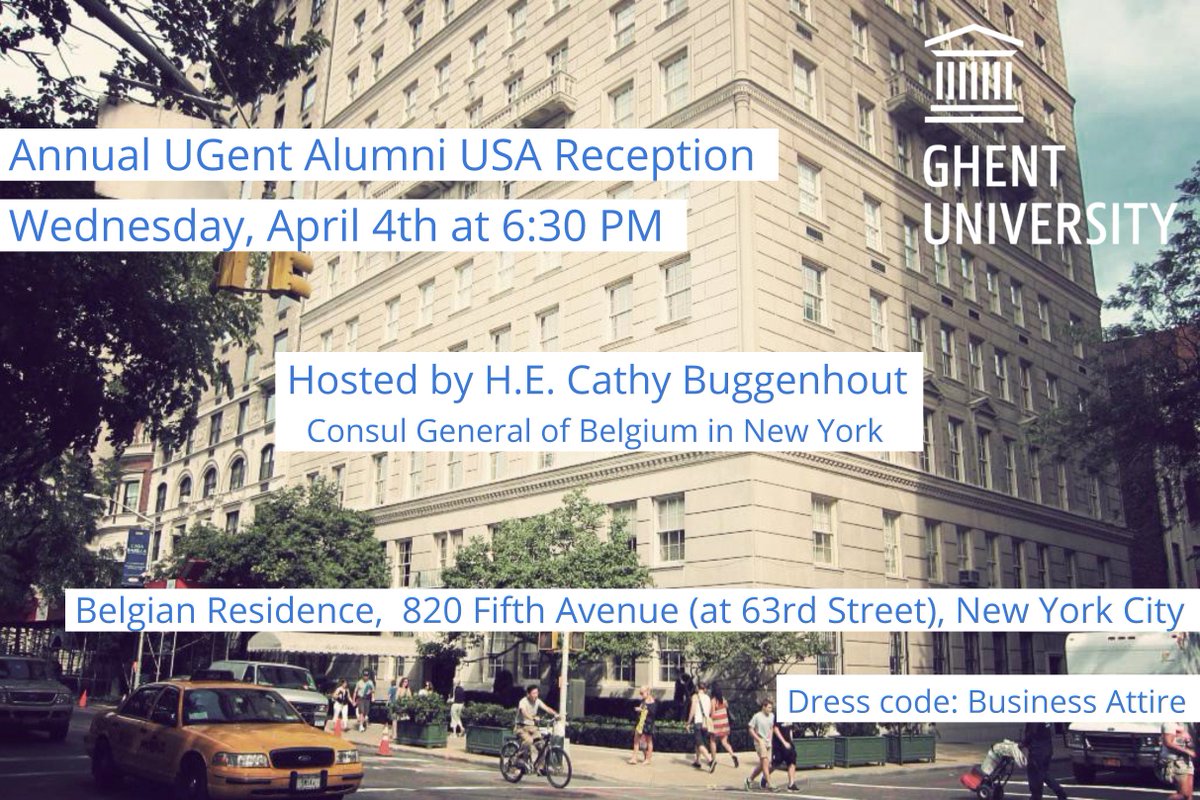 Join us on April 4 for our Annual <a href="/ugent/">UGent</a> Alumni Association USA reception at the Belgian Residence in NYC. RSVP at bit.ly/UGentUSA. See you soon! #ugent #ugentalumni