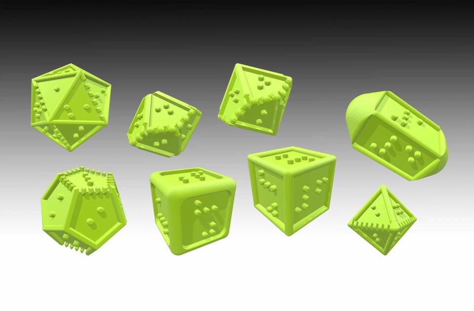 DOTSrpg's tweet image. Help us spread the word about @DotsRPG! We are bringing #braille rulebooks, #rpgdice, and various gaming aids to the #blind and #visuallyimpaired. Head to our site, shapeways shop (bit.ly/2ugzieM) or thingiverse (bit.ly/2GfwEaH) to get your own braille #dice!