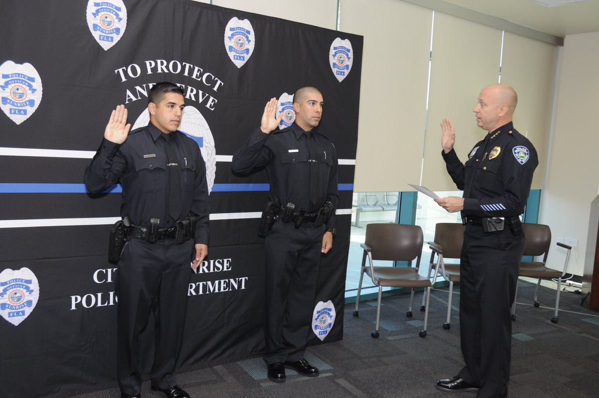 SunrisePoliceFL's tweet image. Officers Grassetti &amp;amp; Saavedra were sworn in this morning.  We're looking forward to seeing you out on the streets of Sunrise.  Congratulations!  #SunrisePolice #Rookies #Class314