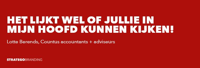 Compliment van de dag is als de opdrachtgever zegt dat het "lijkt alsof je in haar hoofd kunt kijken" #changethegame #branding