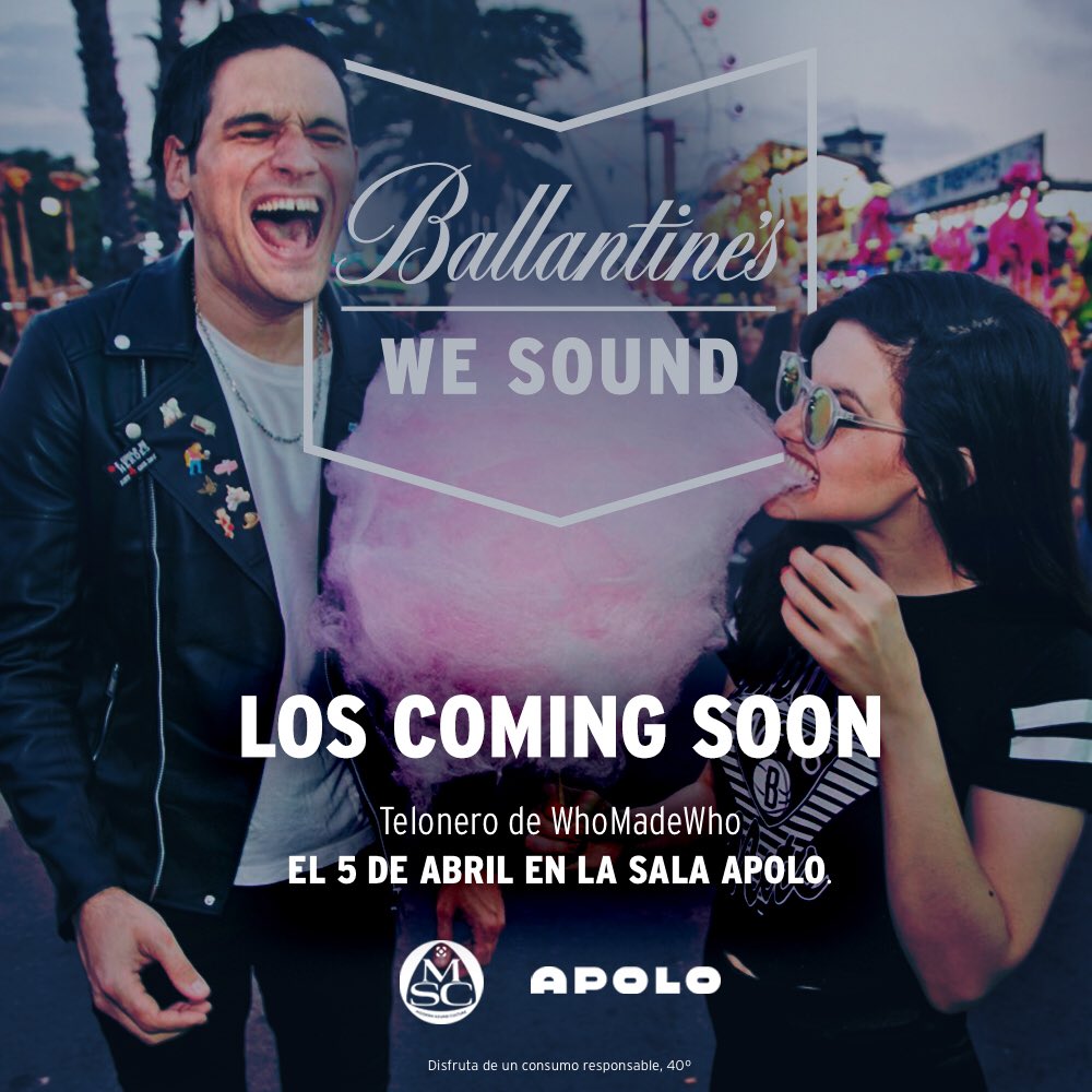 En #BallantinesWeSound ¡<a href="/loscomingsoon/">Los Coming Soon</a> serán los teloneros de <a href="/whomadewho/">WhoMadeWho</a> el próximo 5 de abril en Modern Sound Culture en @Sala_Apolo !