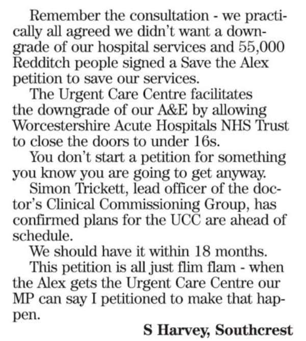 ReddLab's tweet photo. #Redditch MP Rachel Maclean's latest "My campaign" campaign demanding a UCC has been outed as yet another PR stunt.
The Alex UCC is ahead of schedule for delivery & Maclean was told so by the head of CCG Simon Trickett BEFORE she launched her petition Demanding it.
#SaveTheAlex https://t.co/juuVxhZq78