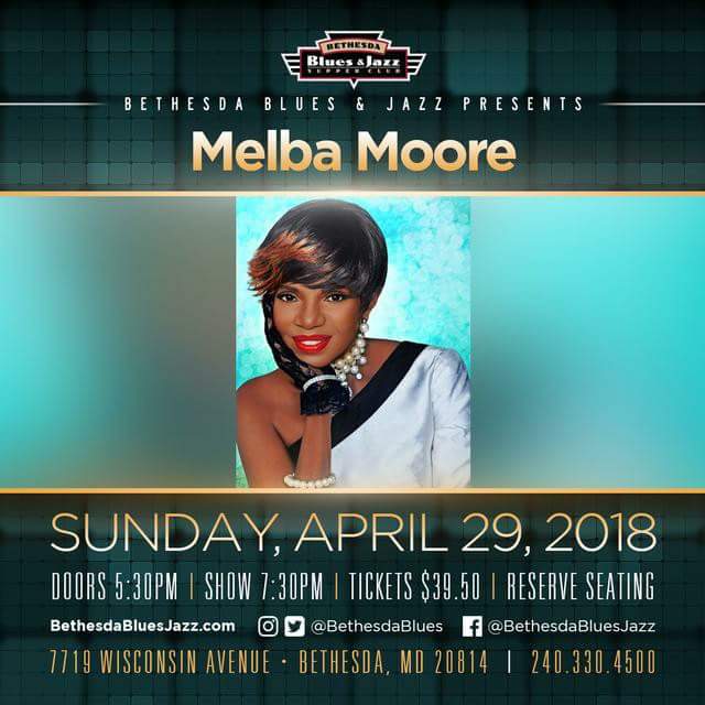 Music Monday:Get your tickets for @MelbaMoore1 🎼🎼🎼 @BethesdaBlues Sun.April 29, 2018 At 7:30pm #musiclegend #tonyawardwinner #BROADWAYDIVAS #superstar