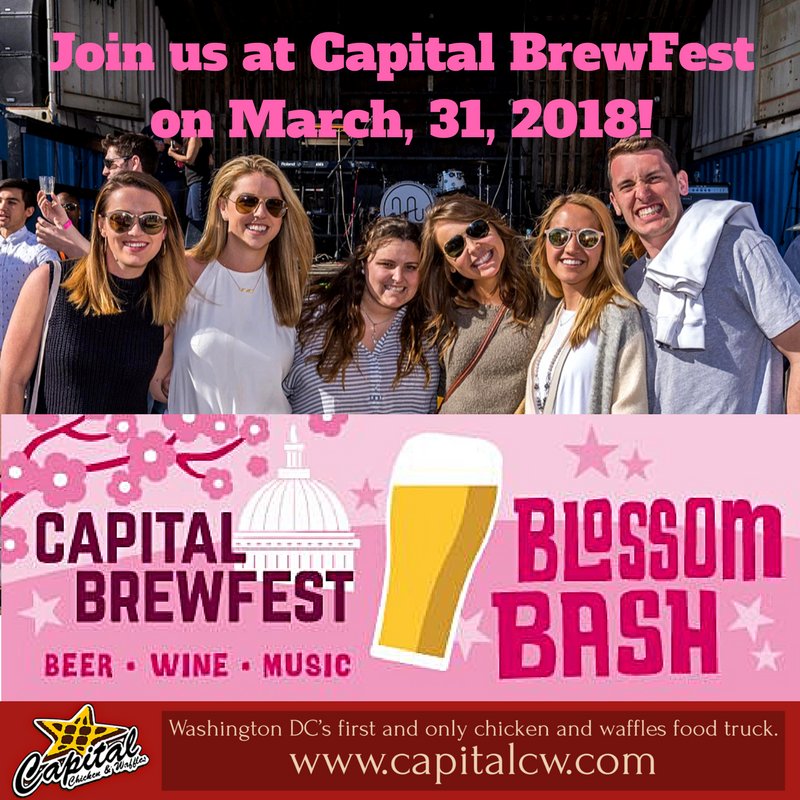 CapitalCW's tweet photo. Join us at Capital BrewFest on March, 31, 2018! Unlimited tastes of 70+ craft beers, 25+ wines, live music all day, tons of food trucks and fun games! https://t.co/CpIsYlJJQB #CapBrewFest #BlossomBash #dcfood #dclunch #dcfoodtruck #chickenandwaffles #WashingtonDC https://t.co/VdtD79nMUj