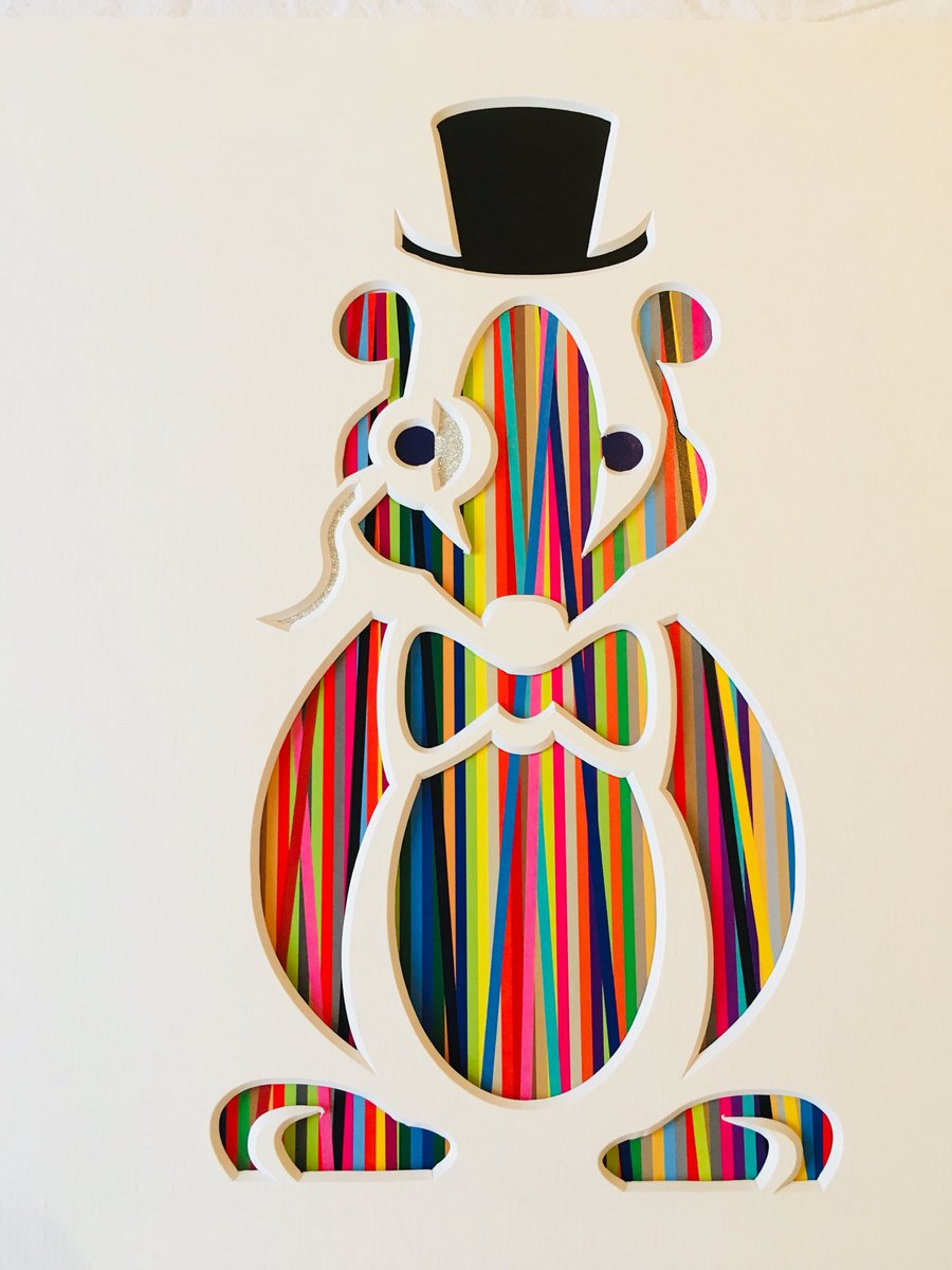 ‘Dandy Badger’ lovely stripes unsure of bow tie colour!  Decisions decisions... #bright #cutoutart #decor #getyourshadeson