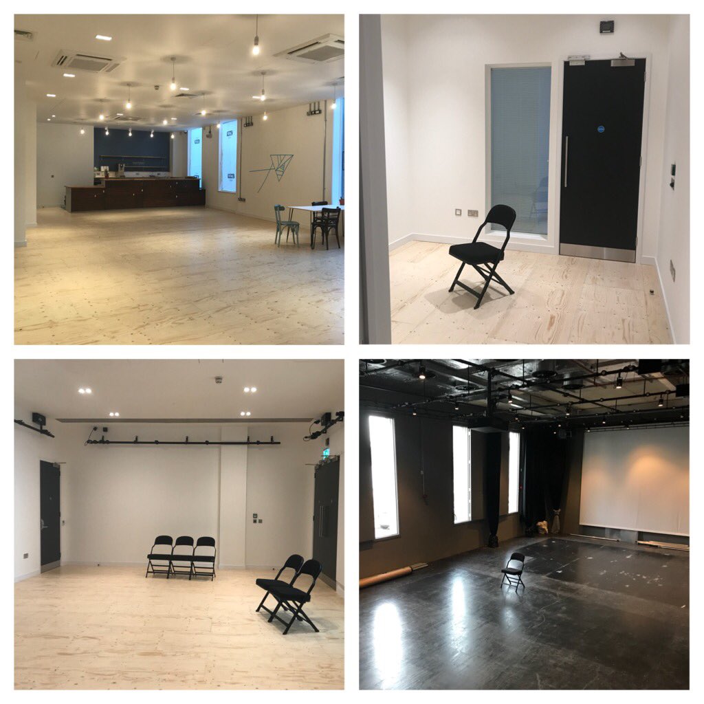 The many shiny faces of Streatham Space Project.

Starting top left and working clockwise; The cafe/bar, the meeting room, the main space and the rehearsal room.

All available to hire for multiple uses with high end spec. Watch this space for individual room descriptions.