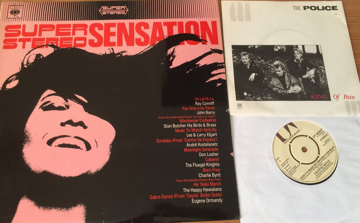 andyAVAVsystems's tweet photo. Whilst still in shock from the £6.99 James Last and MFP titles, I progressed to a more sensible 99p establishment which reaped an irresistible #StereoSampler and The Police 7” A Label Promo - that’s more like it :-) https://t.co/RV3ItJ9NWe