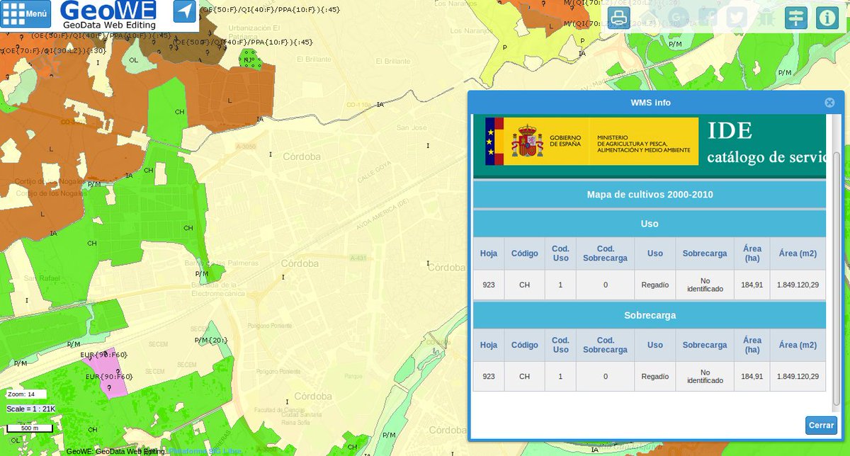 geowe_org's tweet photo. Servicios #WMS #mapas de cultivos en #GeoWE #opendata trabajando en #gisweb https://t.co/5klzy9AFxe