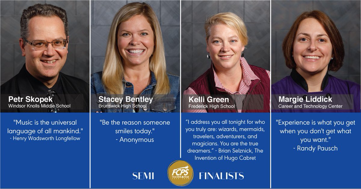 #FCPSProud ⭐️
<a href="/FCPSMaryland/">FCPS-MD</a> is excited to announce our FCPS 2018-19 Teacher of the Year Semi-Finalists!
Congratulations to these remarkable educators!
We wish you all the best!
#FCPSProud
#FCPSTOY