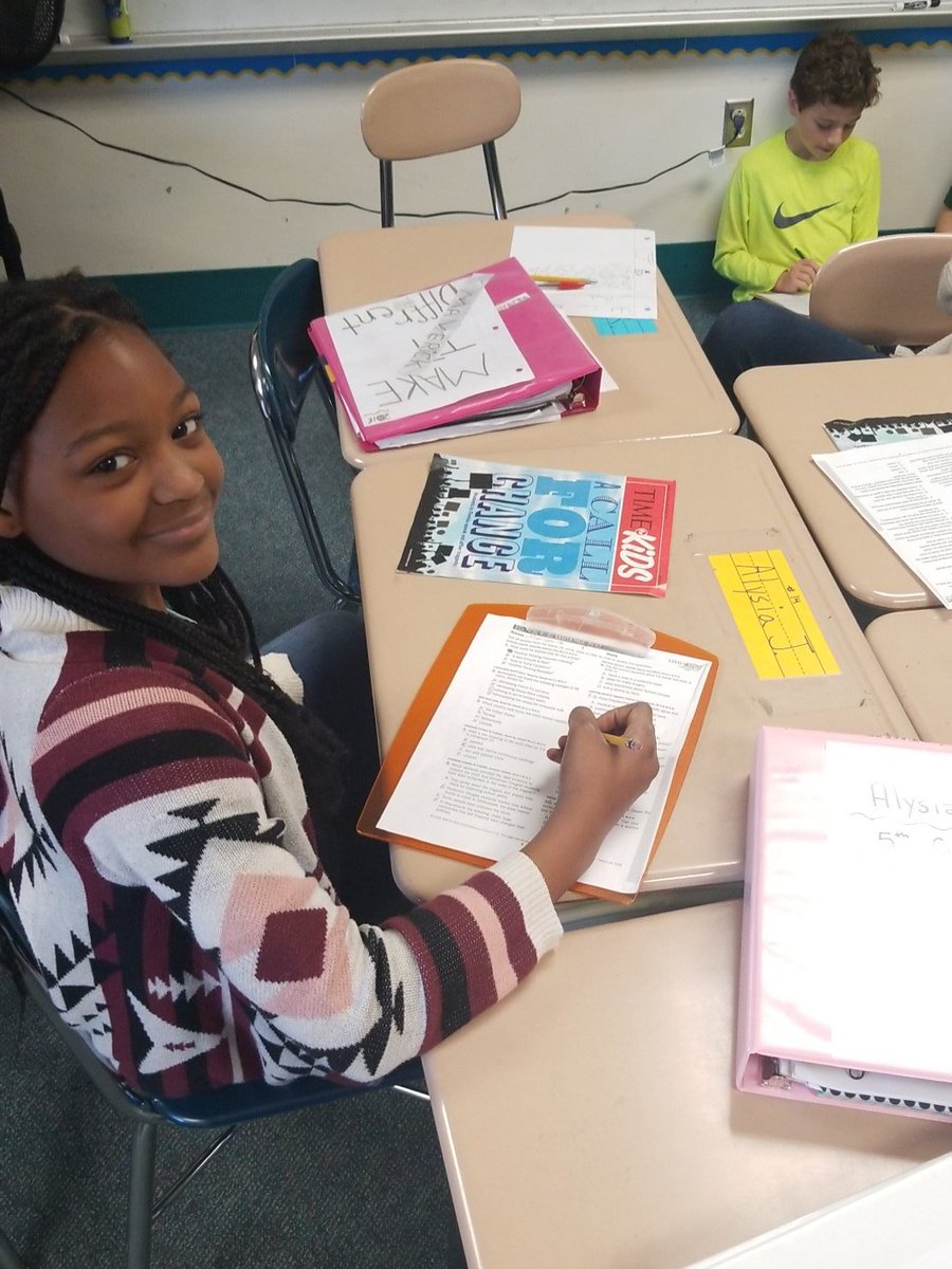 Students working on Lewis and Clark notes to teach to the class #Students #5thgrade