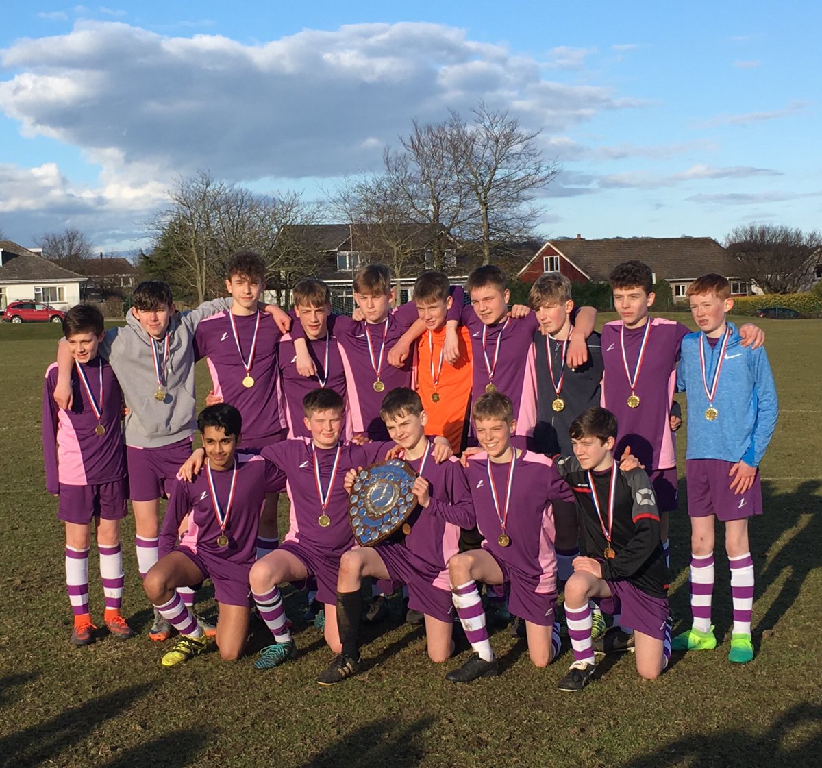 WesthillHealth's tweet photo. Congratulations to the S2 football team. Sportsman trophy winners!! ⚽️🏆🏅 they ran out 3-1 winners against Bucksburn. Scorers: Sinclair, S.Coull and Harries #welldone https://t.co/D14j1gEGjz